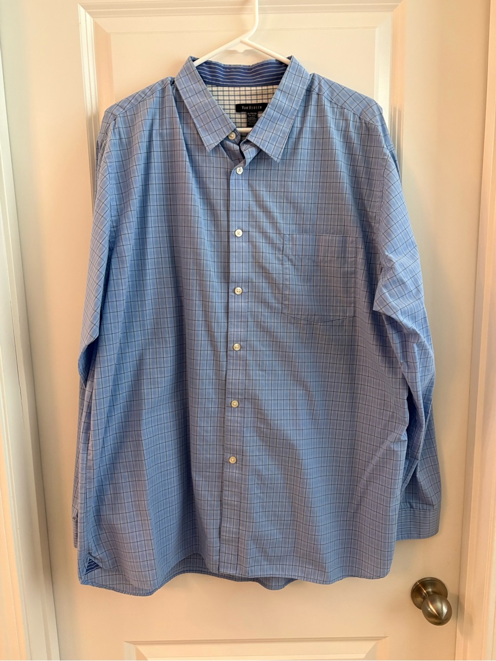 Van Heusen Blue Checked Button-Down Dress Shirt